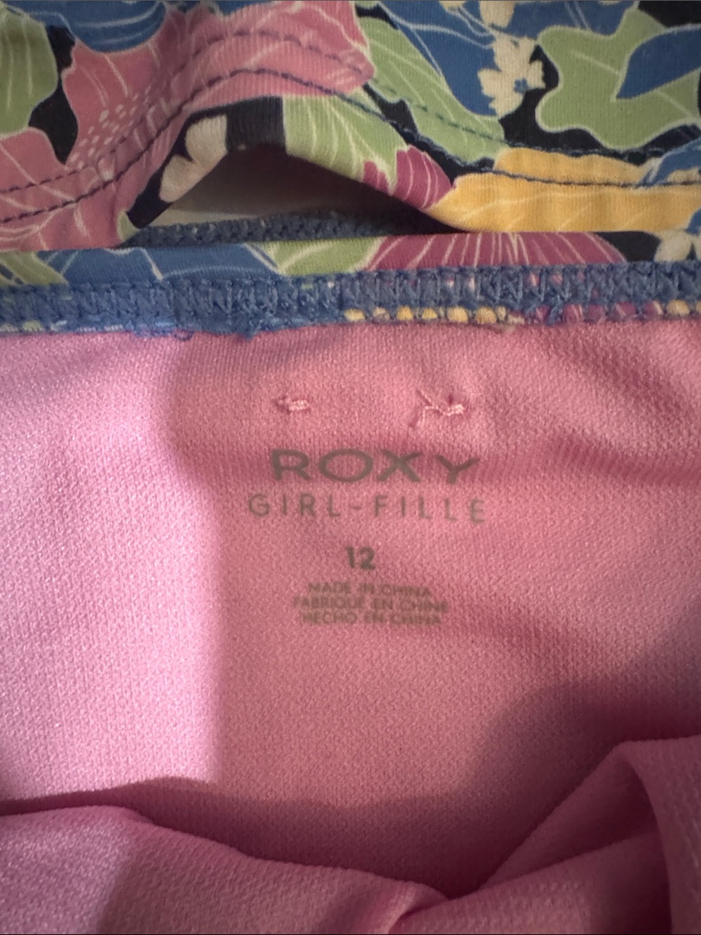 Roxy Girls Floral Long-Sleeve Rashguard Bikini Size 12 and SUPER CUTE! - Picture 3 of 4